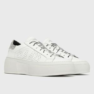 P448 White Platform Sneakers - Louise White Gravel